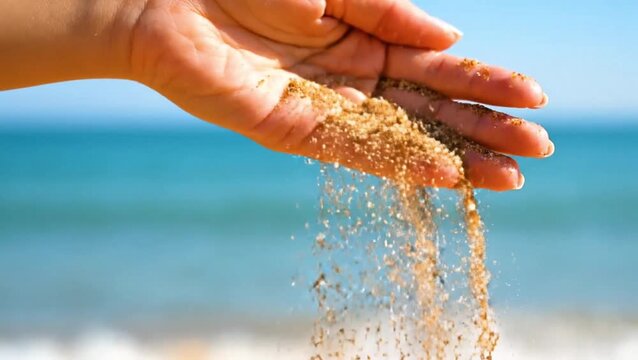 Sand Slipping Through Fingers A Moment of Ephemeral Beauty by the Sea