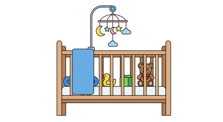 Vector Illustration of Wooden Baby Crib