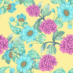 Fototapeta premium Scandinavian Floral Ornament Seamless Pattern background. Nordic Traditional Cute ornament.
