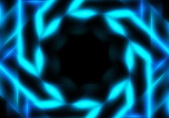 abstract geometric neon light lines kaleidoscope mandala art Vibrant neon spiral design with glowing purple, pink, and yellow rays. Perfect for futuristic backgrounds, posters, or digital art
