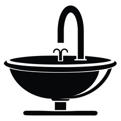 Elegant Pedestal Sink Illustration Bathroom Fixture with Classic Design and Distinctive Plumbing Features on a Tiled Surface Depicted