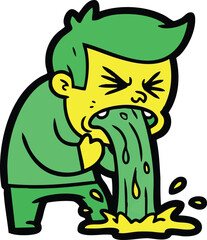 Obraz premium a man experiencing severe nausea and vomiting.