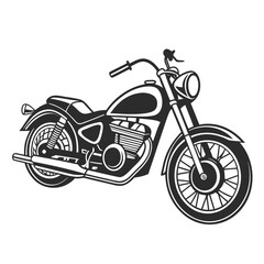 Obraz premium Classic vintage motorcycle silhouette with detailed engine and spoked wheels on a white background