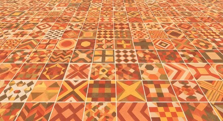 Geometric Tiles tessellated grid in abstract space soft noise