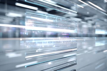 Futuristic abstract blue motion speed lines with glowing digital light streaks, modern technology background, fast data transfer and innovation concept