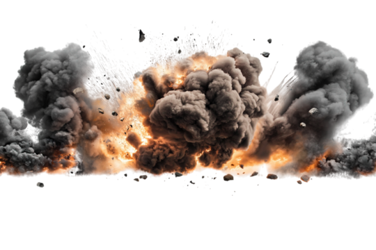 Explosion border isolated on transparent background - Generative AI