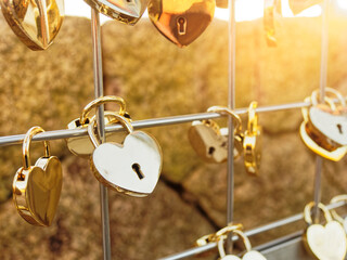 Heart padlock symbolic of Love promising relationship concept 