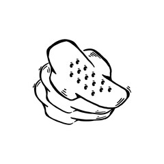 Sanitary napkin pad handdrawn icon sketch vector illustration