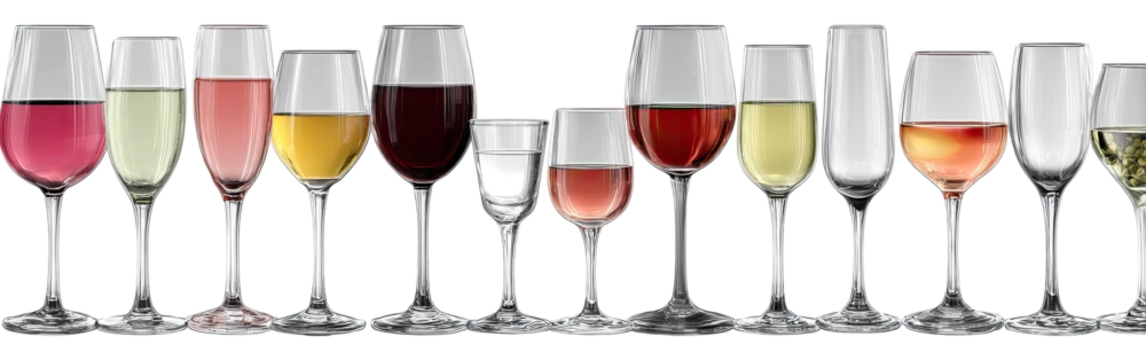 Variety of wine glasses in different shapes and sizes