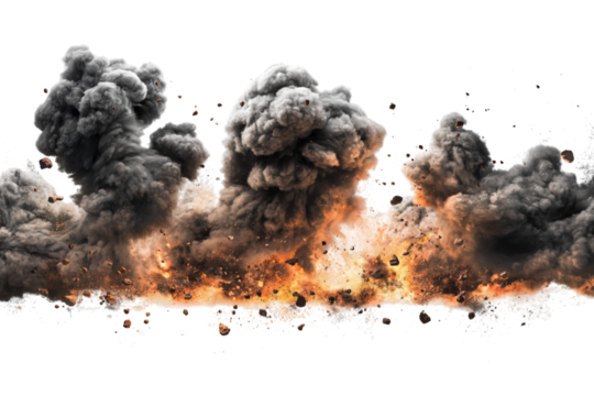 Explosion border isolated on transparent background - Generative AI