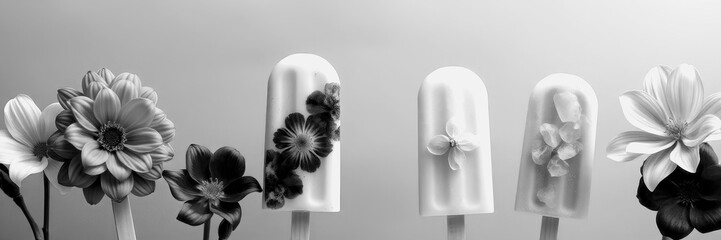 Unique frozen desserts adorned with edible flowers