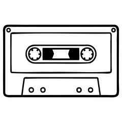 Black and white cassette tape illustration