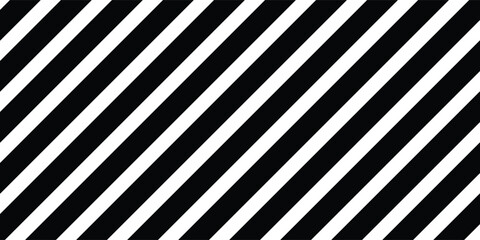 Seamless black and white diagonal stripes pattern vector, abstract geometric background texture.