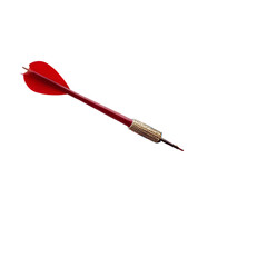Single red dart isolated on transparent background, a popular game of skill and precision for leisure activity