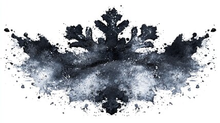 Abstract ink blots in shades of grey and black.