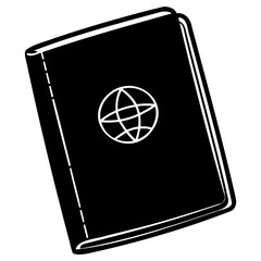 Vintage black Passport with globe icon on cover
