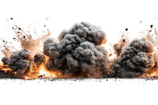 Explosion border isolated on transparent background - Generative AI