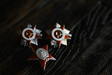 Patriotic War Order and battle order for courage and bravery on George Ribbon background for the great day of Victory (russian text: Patriotic War)