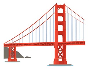 Fototapeta premium Vector illustration of a Iconic suspension bridge on a white background