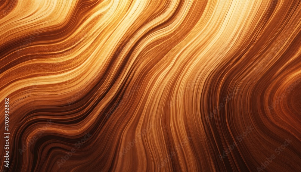 Poster the illustration shows a pattern of wavy lines in shades of orange and brown, creating an abstract d