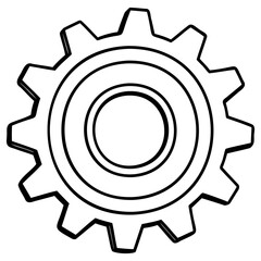 Detailed black and white gear illustration with mechanical teeth