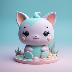 3d . illustration of a cute cartoon rabbit.
