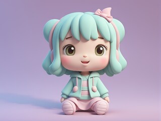 3d , cartoon character of cute doll, cute, character, 3