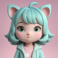 3d of a cartoon girl