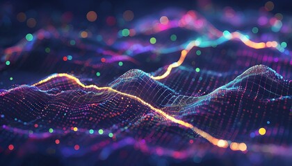 abstract wave particles on a dark background