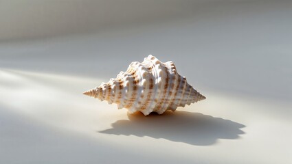 Seashell on Beige Background, Sunlit Still Life