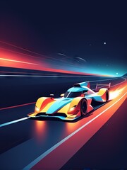 abstract 3d illustration of futuristic background with a car