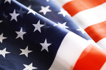 Fototapeta premium American Flag Wave Close Up for Memorial Day or 4th of July