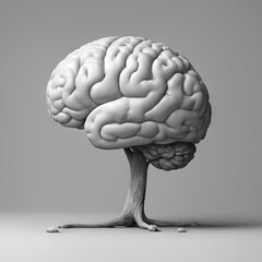 brain with white background, 3d illustration