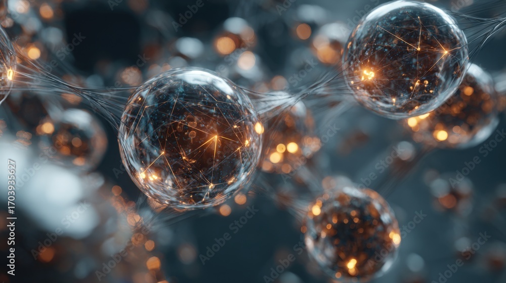 Poster glowing molecular structures populate a dark background, creating a captivating visual.