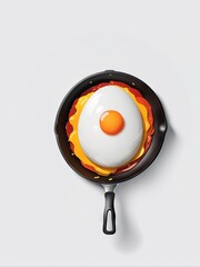 frying pan with fried egg isolated on white background.frying background.