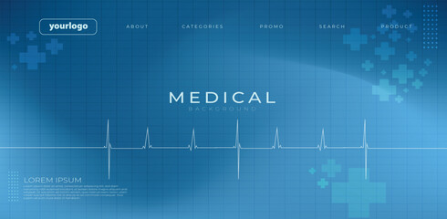Clean blue medical background featuring an ECG heartbeat line, modern interface elements, and digital health icons. Perfect for healthcare presentations, hospital banners, medical websites, and pharma