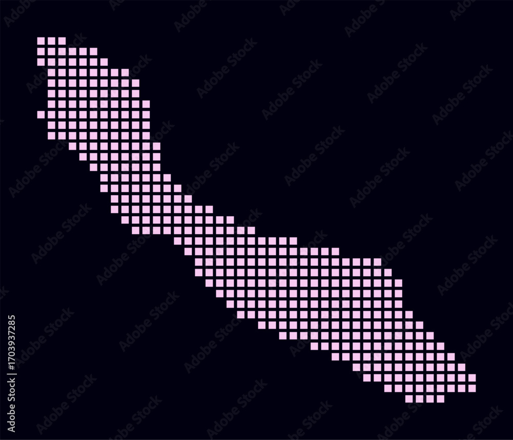 Poster curacao dotted map. digital style map of the country on dark background. curacao shape with square d