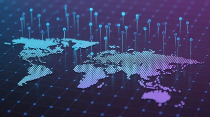 Digital Earth: A vibrant, futuristic depiction of the globe with digital connections. This image represents global connectivity, networking, data, and the digital world.