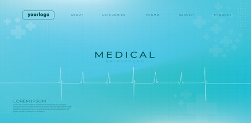 Clean blue medical background featuring an ECG heartbeat line, modern interface elements, and digital health icons. Perfect for healthcare presentations, hospital banners, medical websites, and pharma