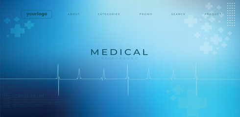 Clean blue medical background featuring an ECG heartbeat line, modern interface elements, and digital health icons. Perfect for healthcare presentations, hospital banners, medical websites, and pharma