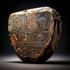 Ancient stone slab with hieroglyphs