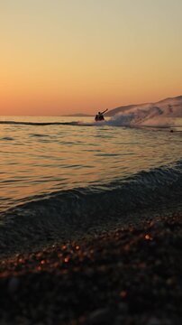 The silhouette of a gyro scooter floating in the sunset. A journey.