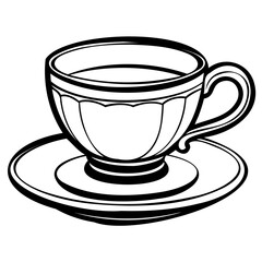 Elegant teacup and saucer, perfect for a relaxing tea time or a cozy coffee break, showcasing simple beauty and classic design