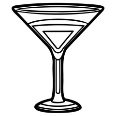 Illustration of a martini glass with a triangle olive, perfect for bar menus, cocktail recipes, or elegant design projects