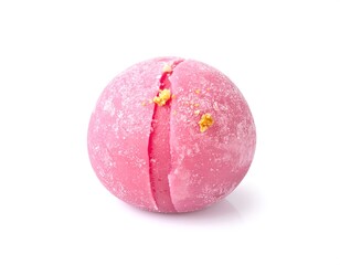 A Pink Mochi Ice Cream Isolated on a White Background
