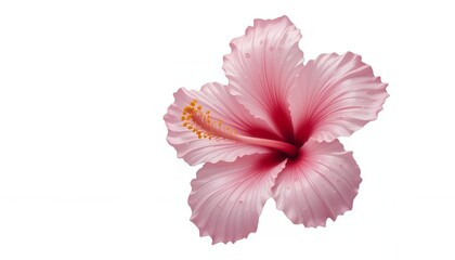 AI Generator Pink Hibiscus Flower White Background for Wedding Invitation Card Design.