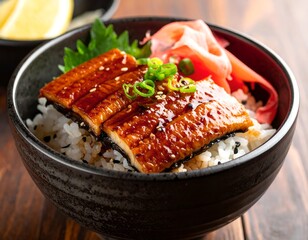Unadon (Japanese rice bowl topping with grilled japanese freshwater eel with Teriyaki sauce)