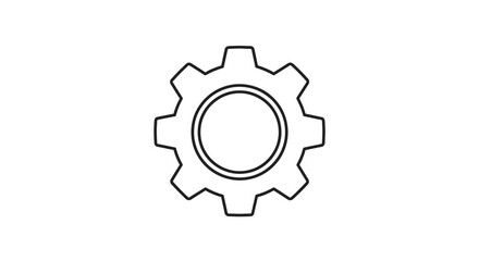 Obraz premium Minimalist outline illustration of a gear, industrial equipment simple cog design isolated on