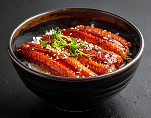 Unadon (Japanese rice bowl topping with grilled japanese freshwater eel with Teriyaki sauce)