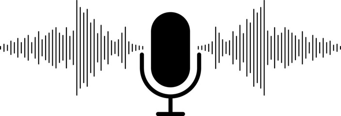 Podcast sound waves collection. Voice message for social media app. Equalizer template, voice microphone signals, sound wave. Music, podcast, broadcast, UI, audio branding design. Isolated vector set